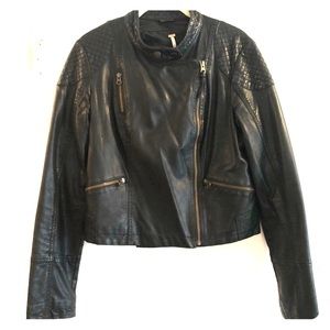 Free People Quilted Vegan Leather Jacket